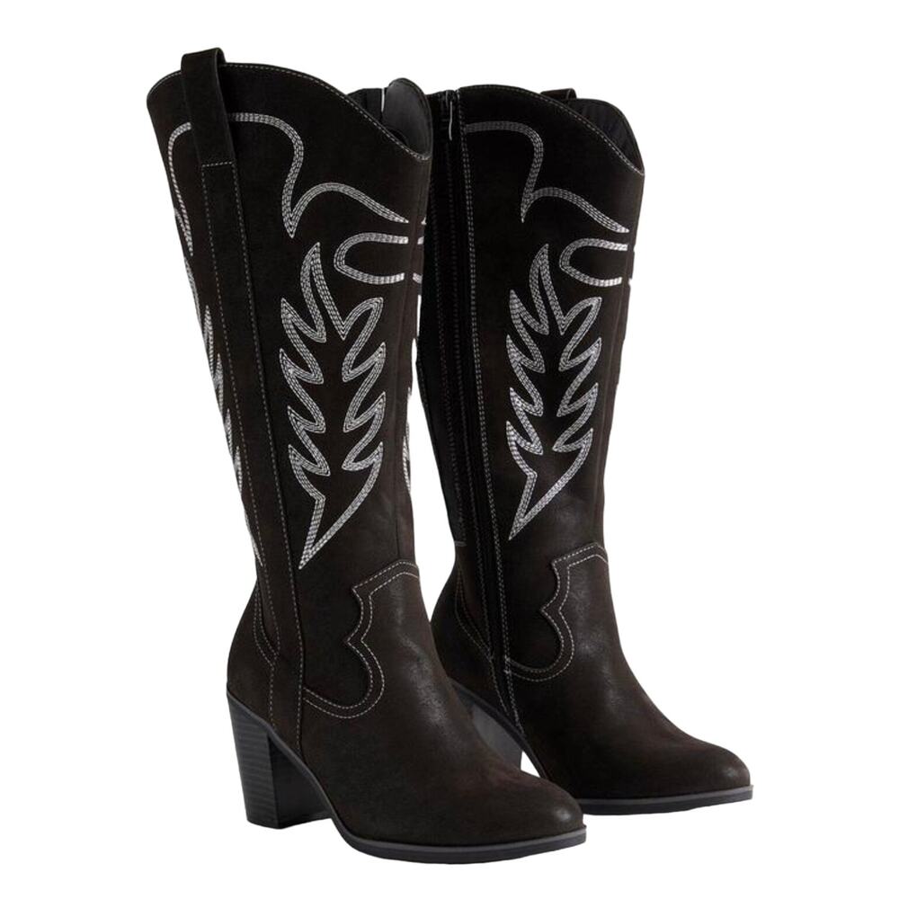 NWT TORRID Tall Shaft Heeled Western Boot Black Size 6 Wide Calf Country